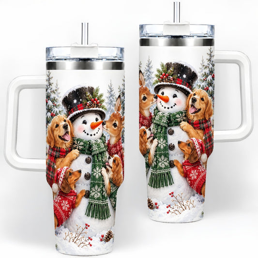 Christmas Snowman and Animal Friends Tumbler 40oz