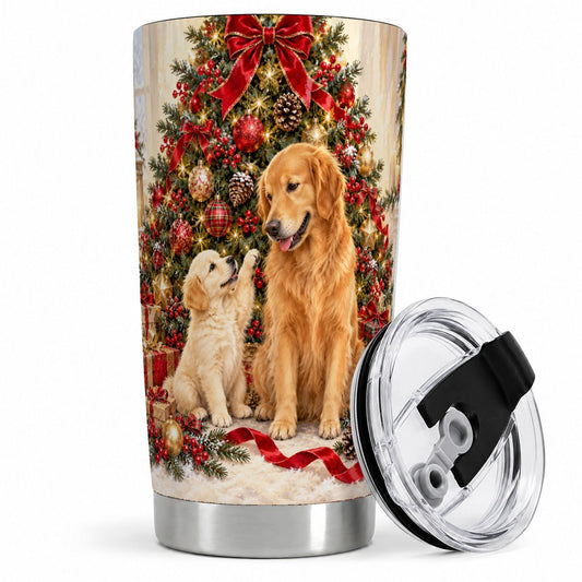 Golden Retriever Christmas Tree Tumbler 20oz