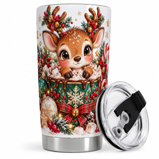 Christmas Reindeer Hot Cocoa Tumbler 20oz
