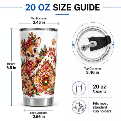 #pl[20oz|Steel] Christmas Reindeer Gingerbread House Tumbler 20oz