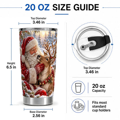 #pl[20oz|Steel] Santa Claus and Reindeer Winter Tumbler 20oz