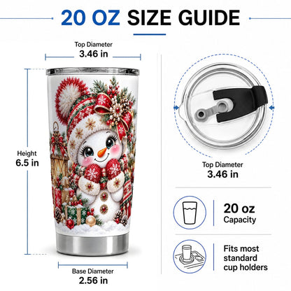 #pl[20oz|Steel] Christmas Snowman Red Knit Hat Tumbler 20oz