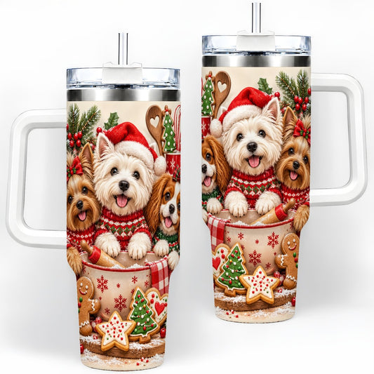 Christmas Baking Dogs Tumbler 40oz, Festive Kitchen Art