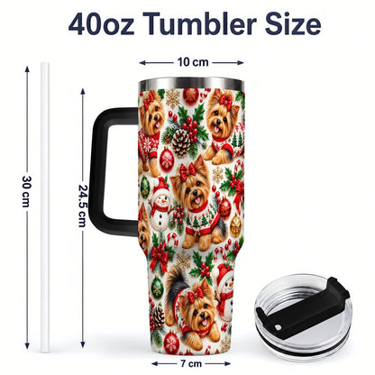 #pl[40oz|Black] Christmas Yorkie Pattern Tumbler 40oz