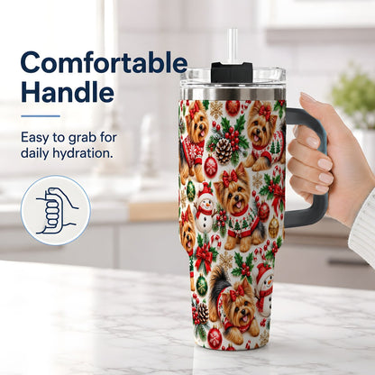 #pl[40oz|Black] Christmas Yorkie Pattern Tumbler 40oz