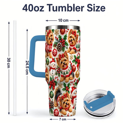 #pl[40oz|Blue] Christmas Yorkie Pattern Tumbler 40oz