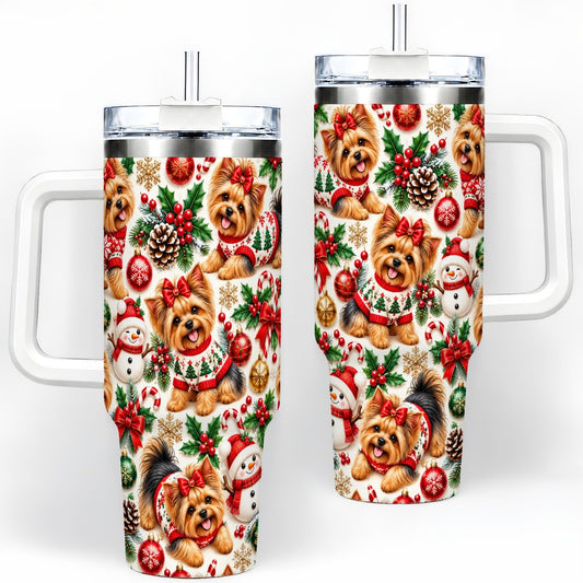 Christmas Yorkie Pattern Tumbler 40oz