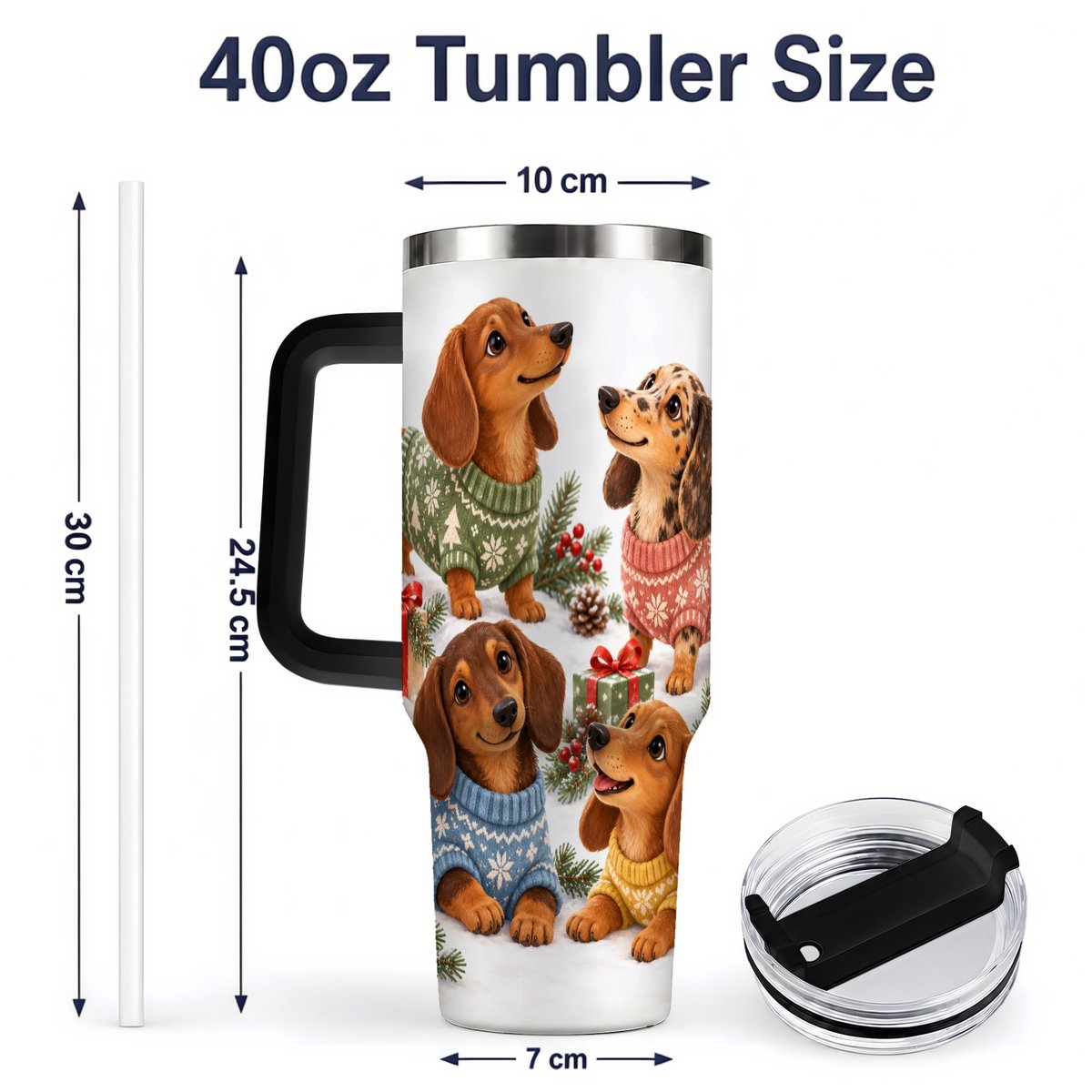 #pl[40oz|Black] Christmas Dachshund Quartet Tumbler 40oz
