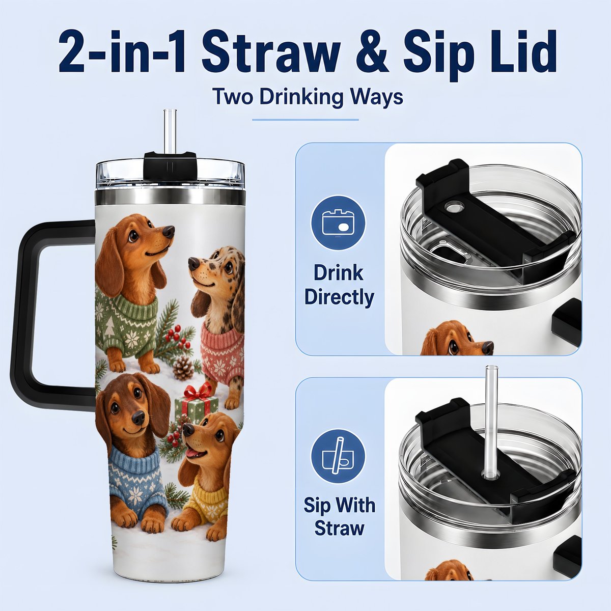 #pl[40oz|Black] Christmas Dachshund Quartet Tumbler 40oz