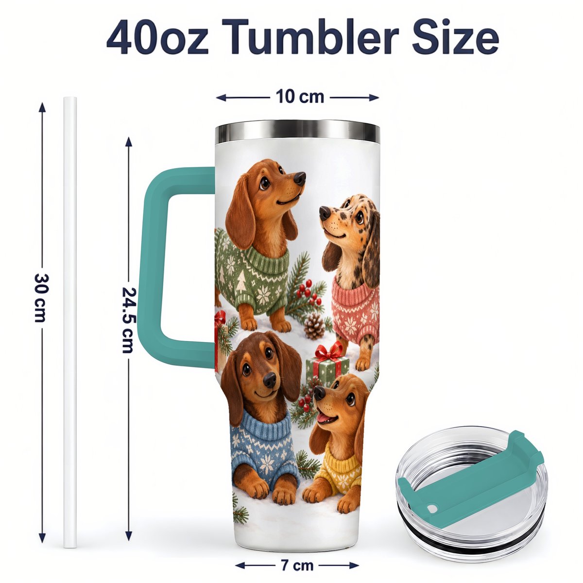 #pl[40oz|Green] Christmas Dachshund Quartet Tumbler 40oz