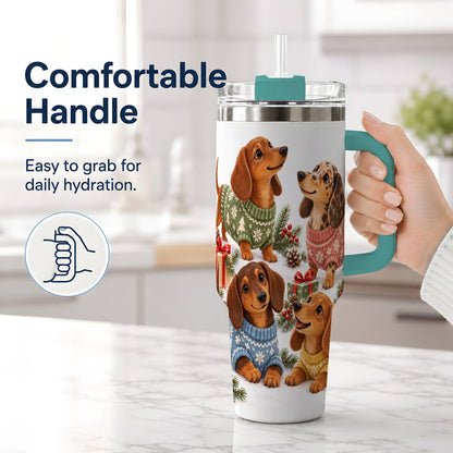 #pl[40oz|Green] Christmas Dachshund Quartet Tumbler 40oz