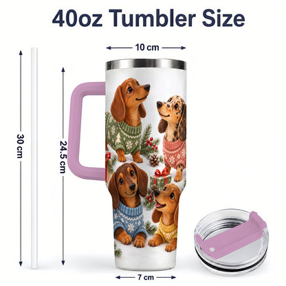 #pl[40oz|Pink] Christmas Dachshund Quartet Tumbler 40oz