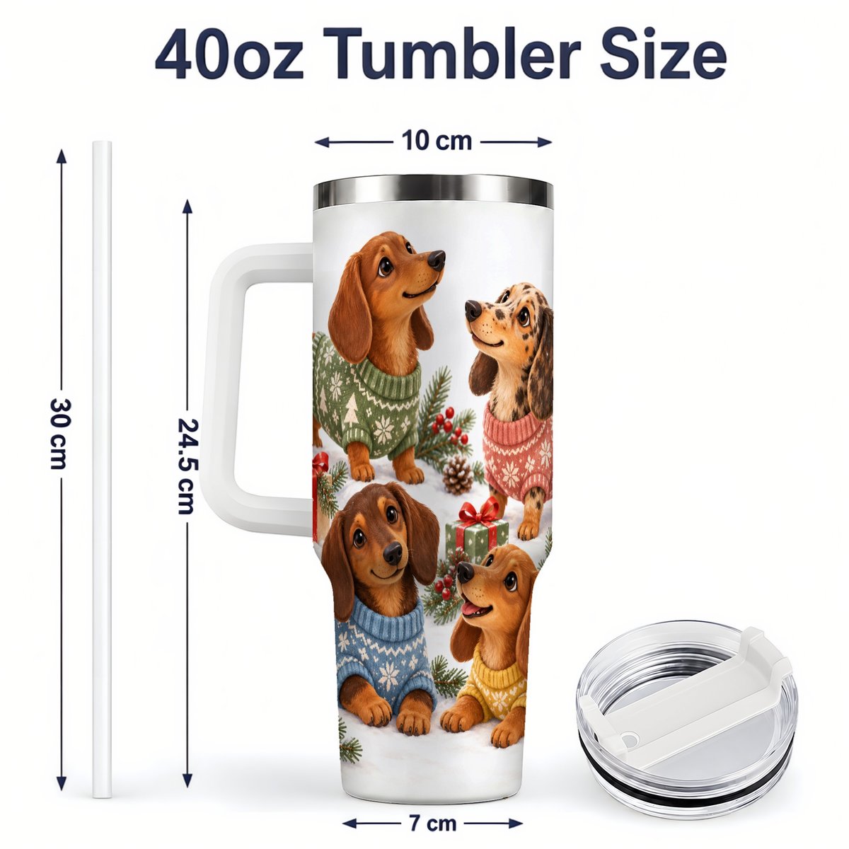 #pl[40oz|White] Christmas Dachshund Quartet Tumbler 40oz