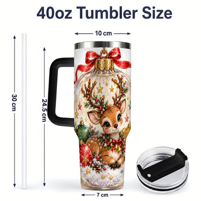 #pl[40oz|Black] Christmas Deer Tumbler 40oz, Glass Bauble-Style Artwork