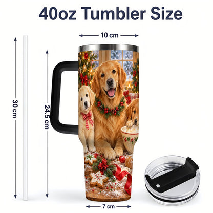 #pl[40oz|Black] Golden Retriever Christmas Baking Handled Tumbler 40oz