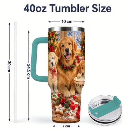 #pl[40oz|Green] Golden Retriever Christmas Baking Handled Tumbler 40oz