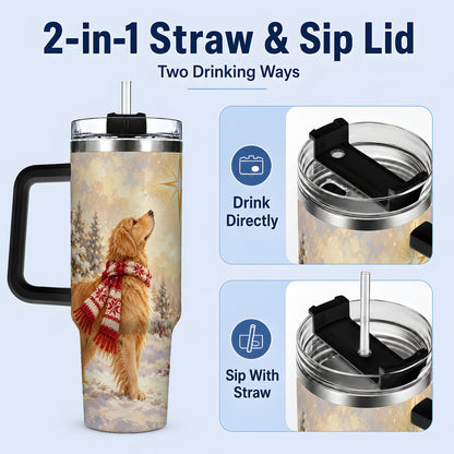 #pl[40oz|Black] Golden Retriever Christmas Star Tumbler 40oz, Winter Artwork