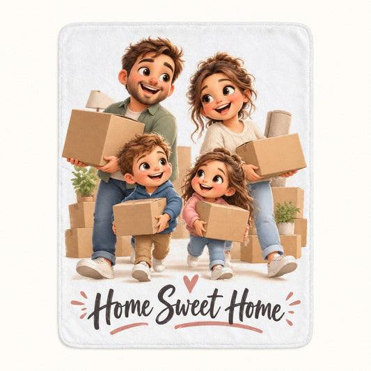 Custom Photo Caricature Portrait Plush Fleece Blanket - Funny Housewarming Gift Personalized Blanket Gift — hero