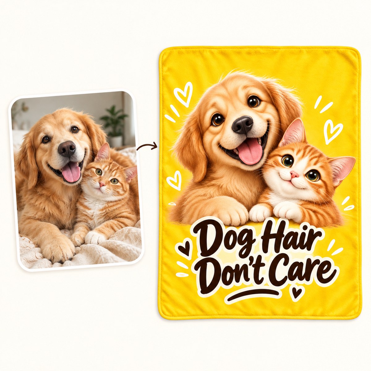 Custom Photo Caricature Portrait Plush Fleece Blanket - Funny Pet Portrait Blanket Personalized Blanket Gift — how it works