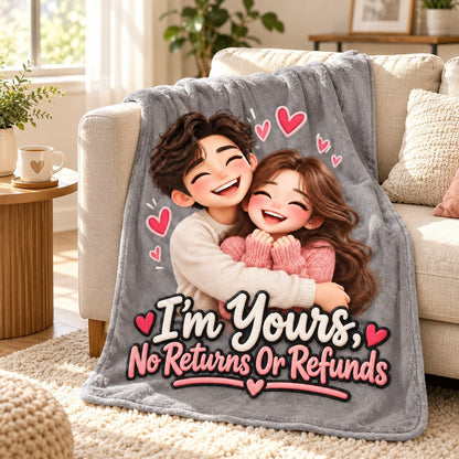 Custom Photo Caricature Portrait Plush Fleece Blanket - Funny Couple Personalized Blanket Gift — lifestyle