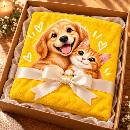 Custom Photo Caricature Portrait Plush Fleece Blanket - Funny Pet Portrait Blanket Personalized Blanket Gift — gift