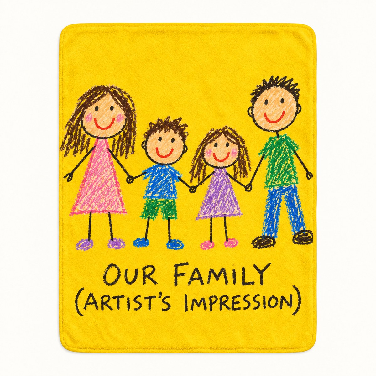 Custom Photo Doodle Portrait Plush Fleece Blanket - Kid-Style Drawing Family Personalized Blanket Gift — hero