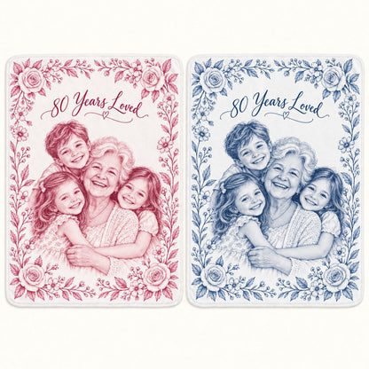 Custom Photo Pencil Sketch Plush Fleece Blanket - Birthday Gift Personalized Blanket Gift — options
