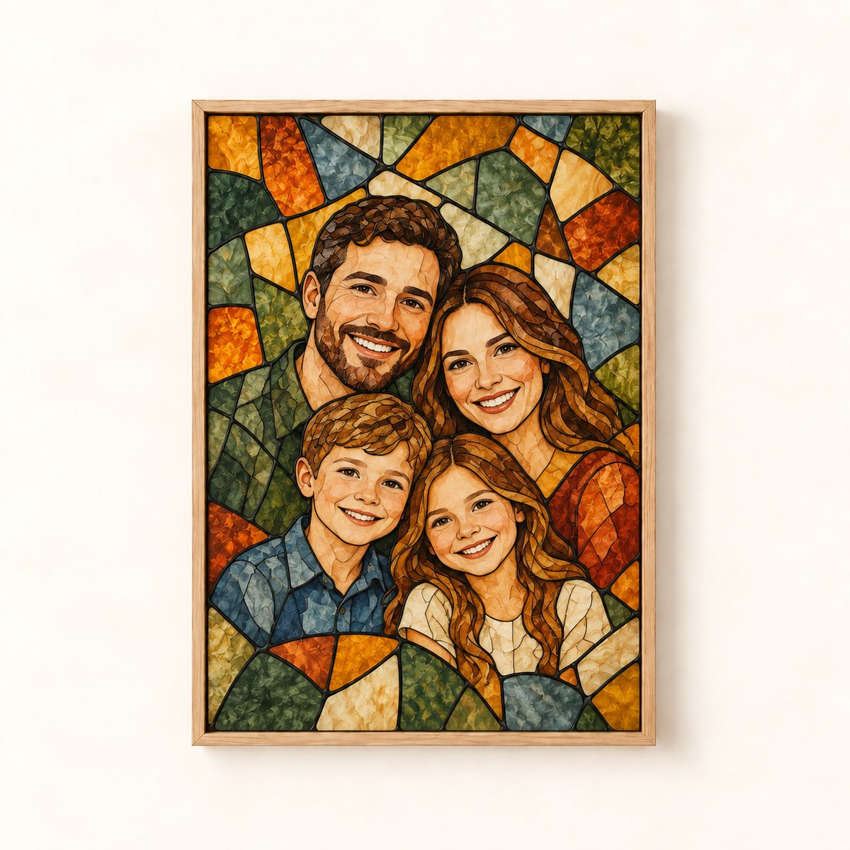 Personalized stained glass portrait framed canvas