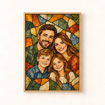 Personalized stained glass portrait framed canvas