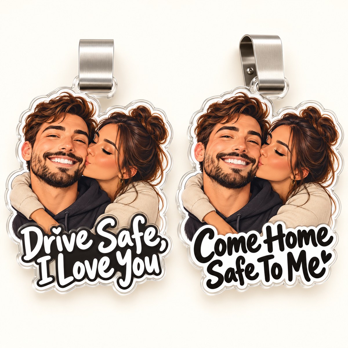 Custom Photo Drive Safe Caricature - Personalized Acrylic Car Visor Clip — options