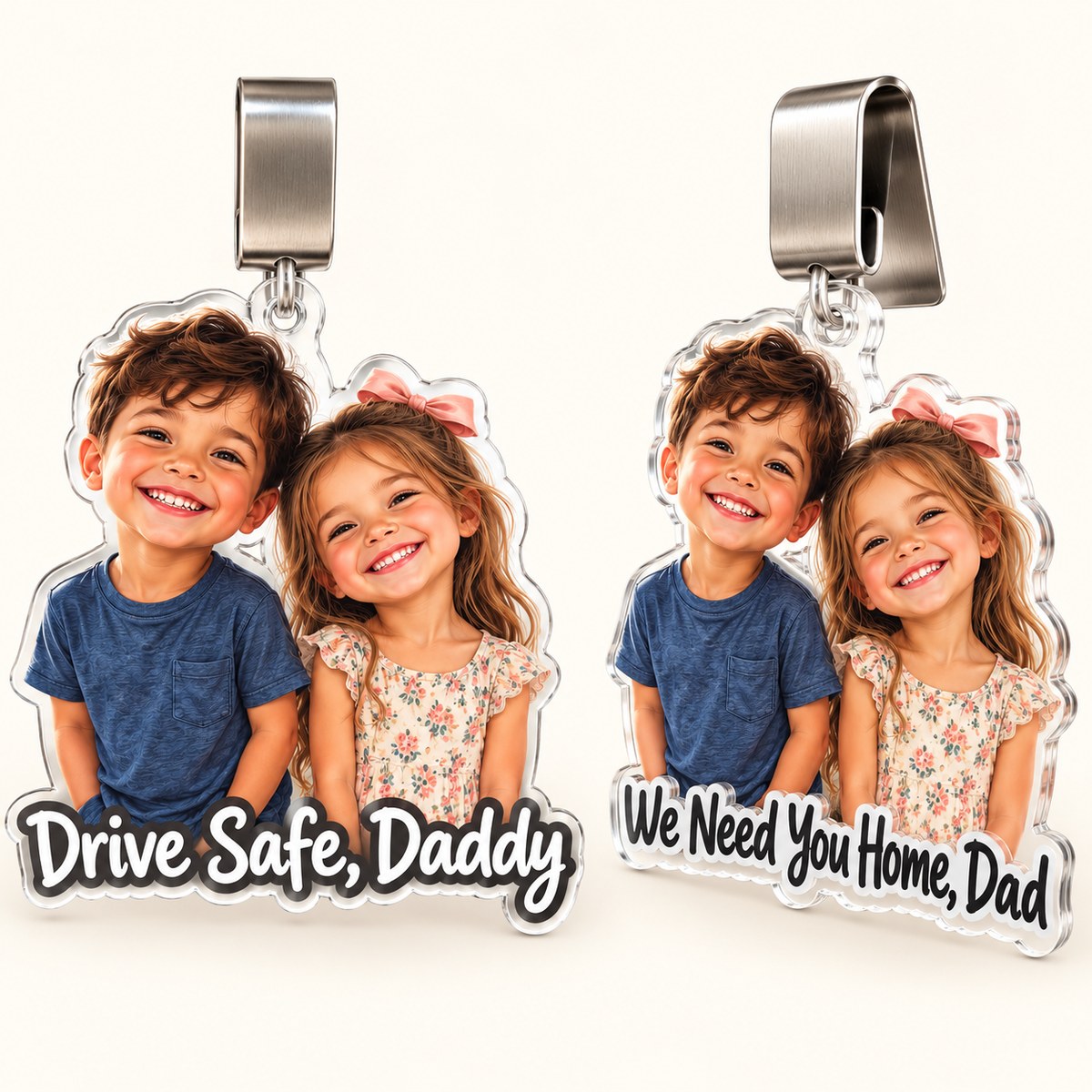 Custom Photo Drive Safe Dad Caricature - Personalized Acrylic Car Visor Clip — options