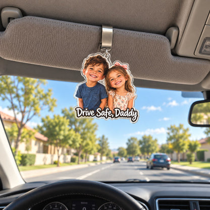 Custom Photo Drive Safe Dad Caricature - Personalized Acrylic Car Visor Clip — lifestyle
