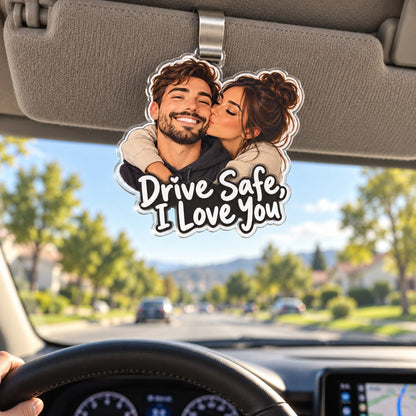 Custom Photo Drive Safe Caricature - Personalized Acrylic Car Visor Clip — lifestyle