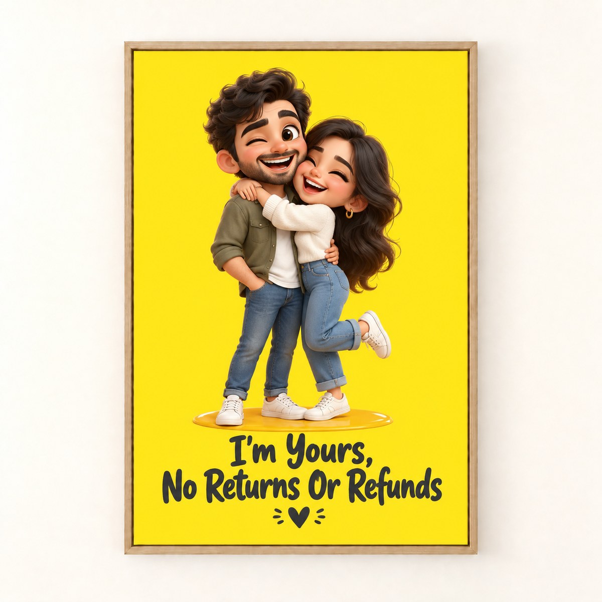 Personalized caricature portrait framed canvas