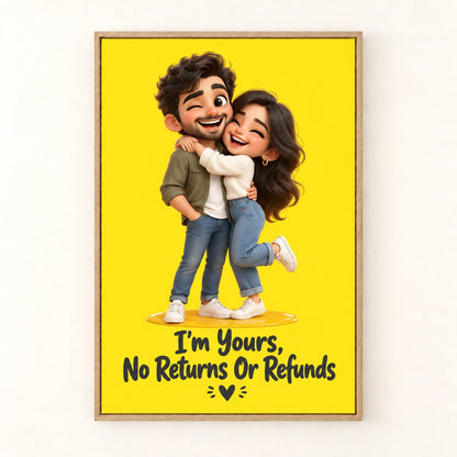 Personalized caricature portrait framed canvas
