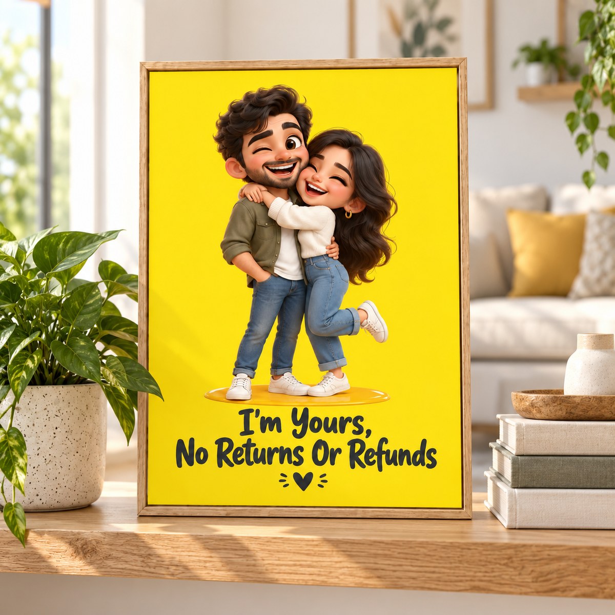 Caricature canvas in a living room