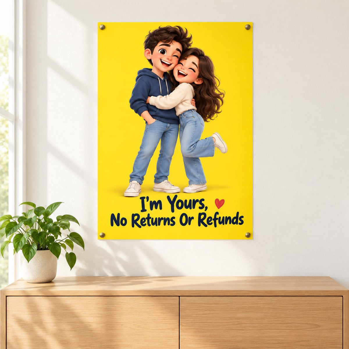 Caricature poster in a living room