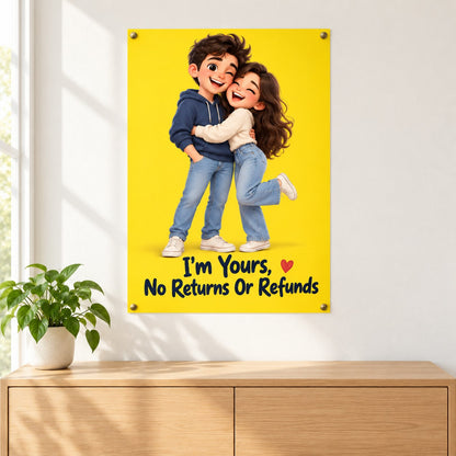 Caricature poster in a living room