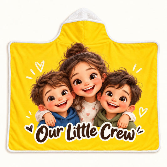 Custom Photo Caricature Portrait Hooded Sherpa Blanket - Funny Kids Portrait Hooded Blanket Personalized Hooded Blanket Gift — hero
