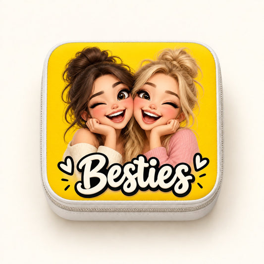 Custom Photo Caricature Portrait Travel Jewelry Box - Funny Best Friends Jewelry Box Personalized Jewelry Box Gift — hero