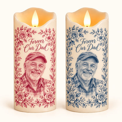 Custom Photo Pencil Sketch Flameless LED Candle - Dad Memorial LED Candle Personalized Candle Gift — options