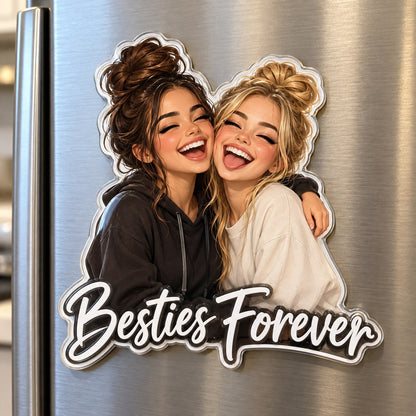 Custom Photo Besties Forever Caricature - Personalized Acrylic Magnet — hero