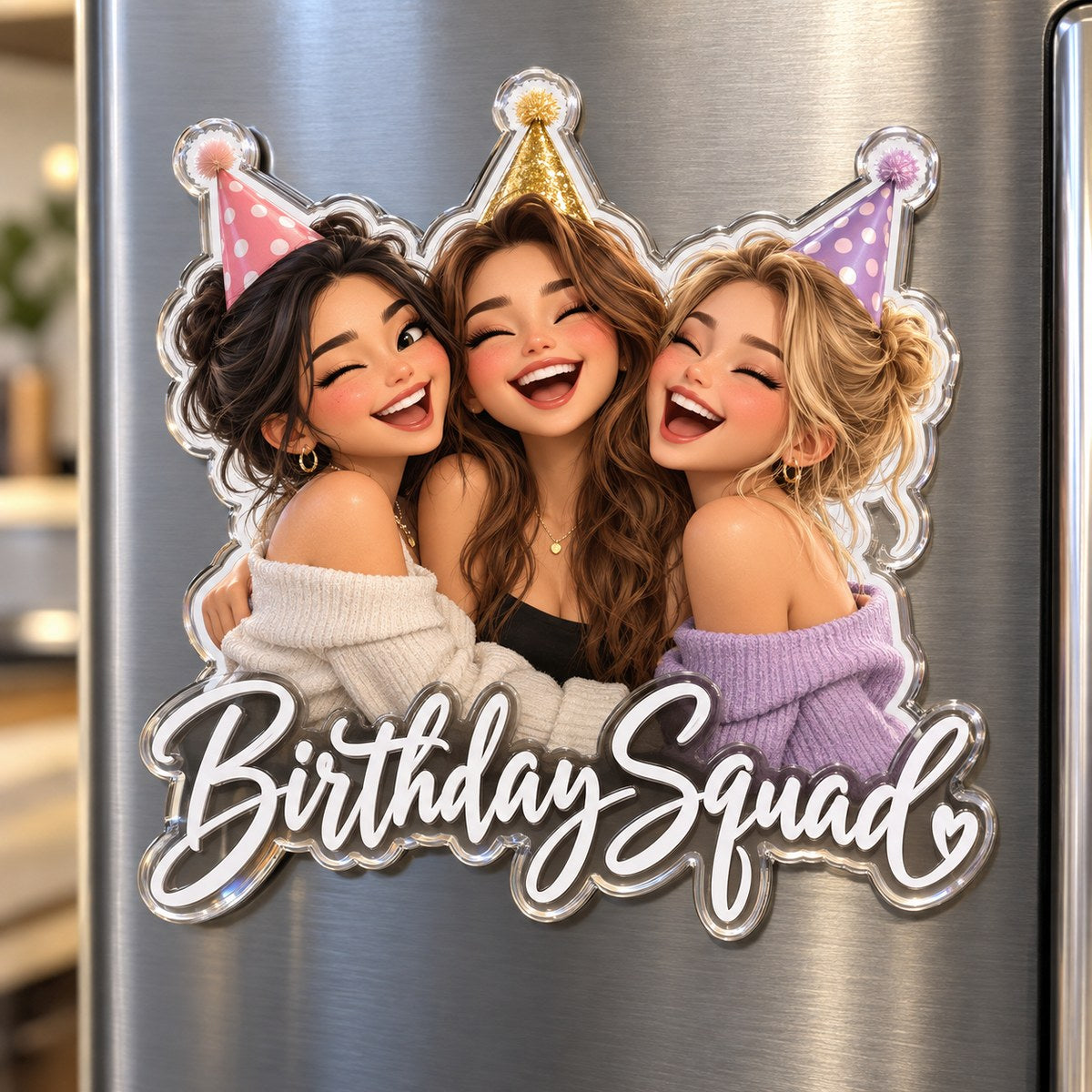 Custom Photo Birthday Caricature - Personalized Acrylic Magnet — hero