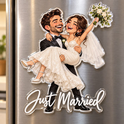 Custom Photo Wedding Caricature - Personalized Acrylic Magnet — hero
