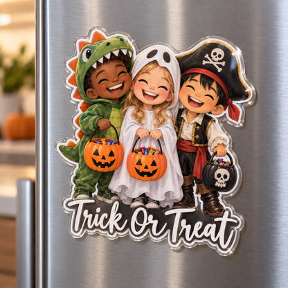 Custom Photo Halloween Kids Caricature - Personalized Acrylic Magnet — hero
