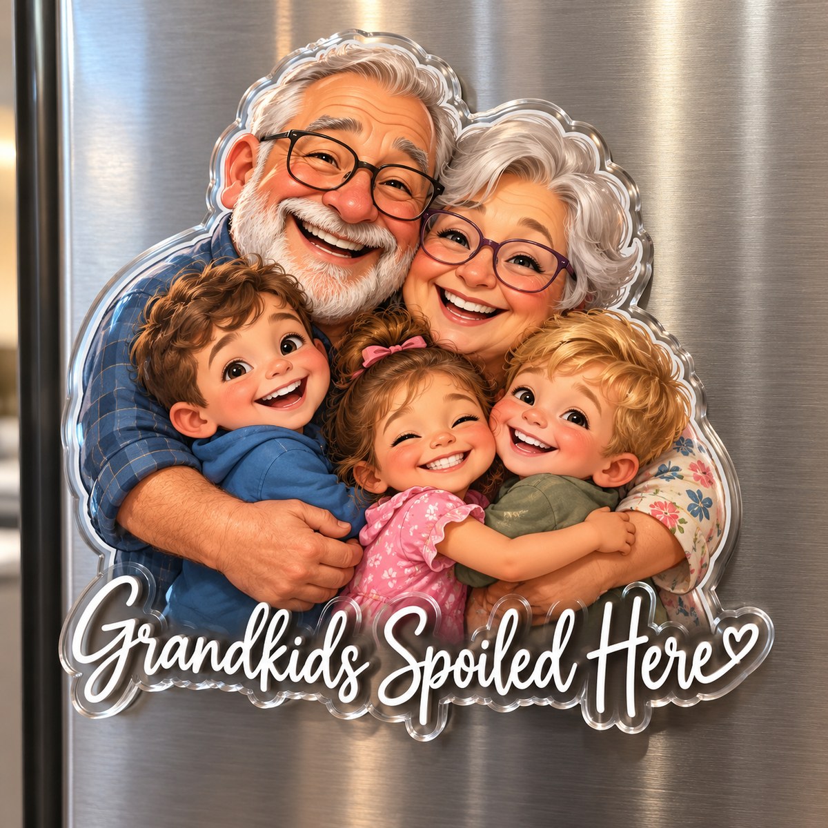Custom Photo Grandparents Caricature - Personalized Acrylic Magnet — hero
