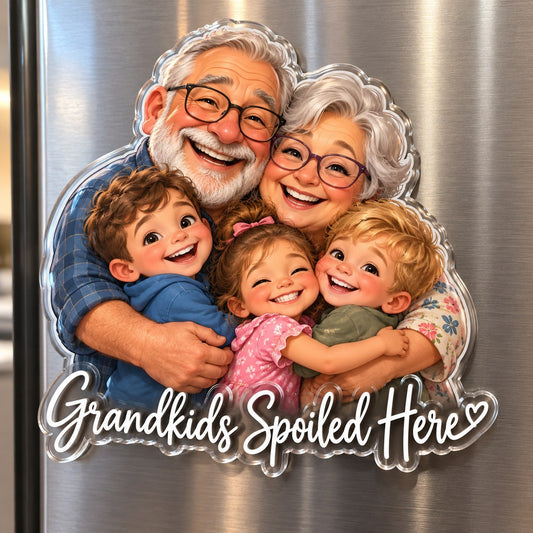 Custom Photo Grandparents Caricature - Personalized Acrylic Magnet — hero