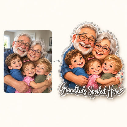 Custom Photo Grandparents Caricature - Personalized Acrylic Magnet — how it works
