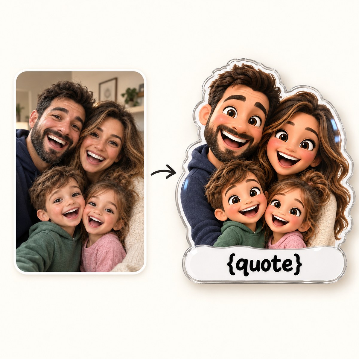 Custom Photo Family Caricature - Personalized Acrylic Magnet — how it works