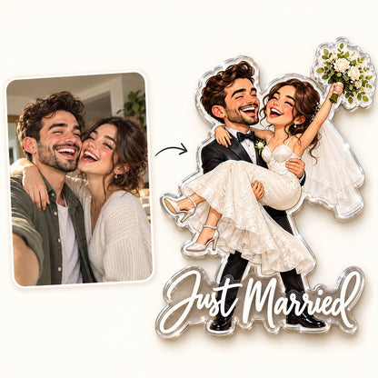 Custom Photo Wedding Caricature - Personalized Acrylic Magnet — how it works